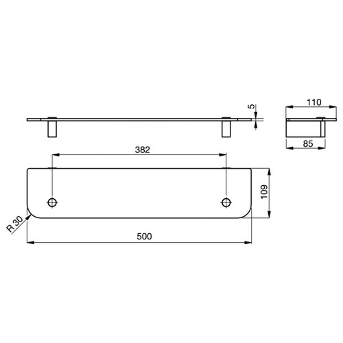 Immagine di Ideal Standard CONNECT mensola in vetro L.50 cm, finitura cromo N1392AA