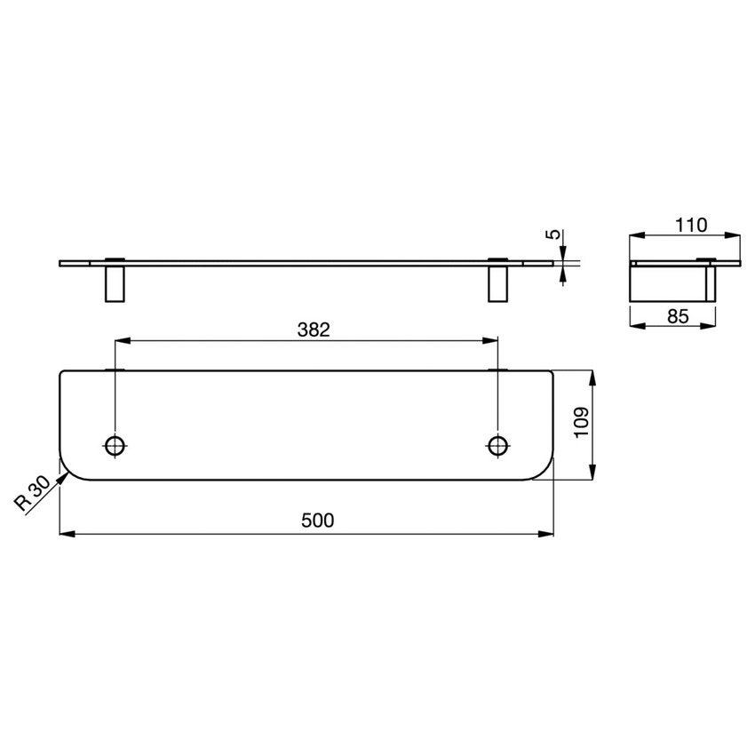 Immagine di Ideal Standard CONNECT mensola in vetro L.50 cm, finitura cromo N1392AA
