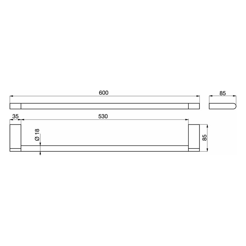 Immagine di Ideal Standard CONNECT barra portasciugamani L.60 cm, finitura cromo N1387AA