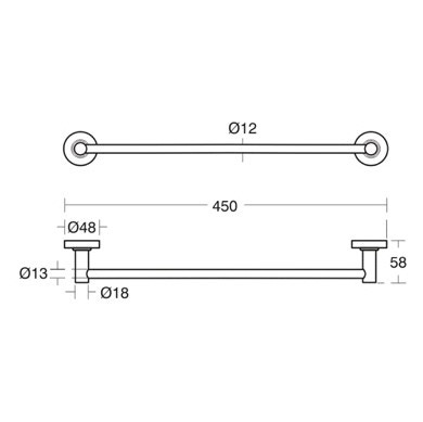 Immagine di Ideal Standard IOM barra portasciugamani L.45 cm, massima capacità di carico 10 kg, colore nero finitura opaco A9117XG
