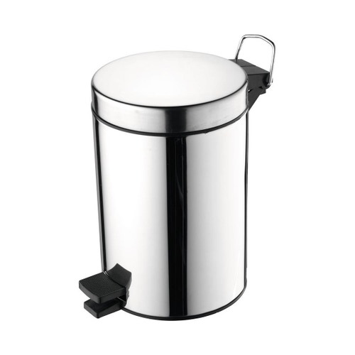 Immagine di Ideal Standard IOM contenitore rifiuti con coperchio e apertura a pedale, finitura acciaio inossidabile A9104MY