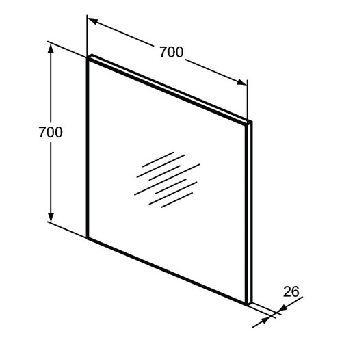 Immagine di Ideal Standard Specchio L.70 H.70 P.2.6 cm, finitura a specchio T3356BH
