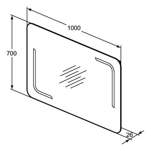Immagine di Ideal Standard Specchio L.100 H.70 P.2.6 cm, con bordi arrotondati e con luce a LED integrata, finitura a specchio T3352BH