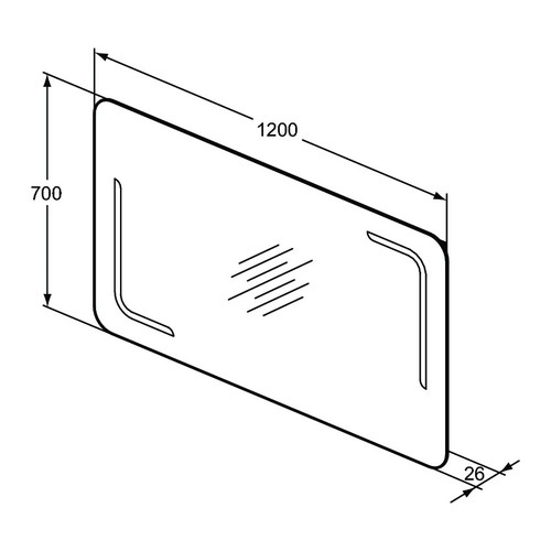 Immagine di Ideal Standard Specchio L.120 H.70 P.2.6 cm, con bordi arrotondati e con luce a LED integrata, finitura a specchio T3353BH
