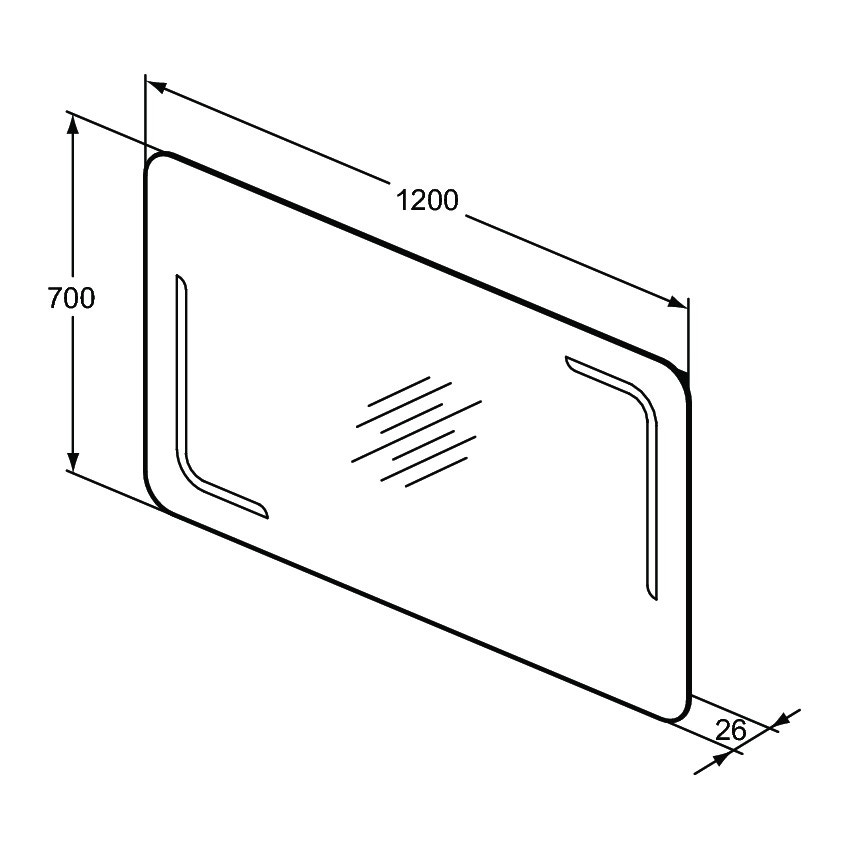 Immagine di Ideal Standard Specchio L.120 H.70 P.2.6 cm, con bordi arrotondati e con luce a LED integrata, finitura a specchio T3353BH