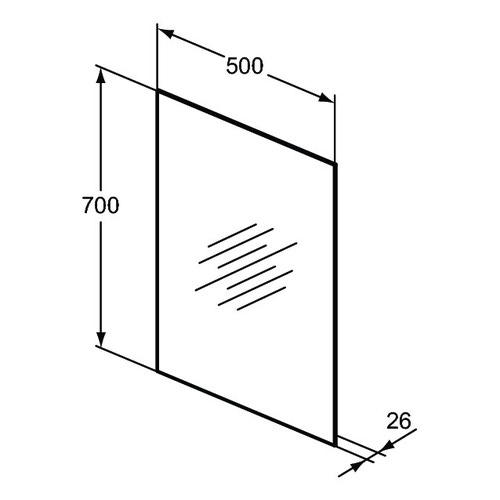 Immagine di Ideal Standard Specchio L.50 H.70 P.2.6 cm, con luce a LED perimetrale, finitura a specchio T3259BH