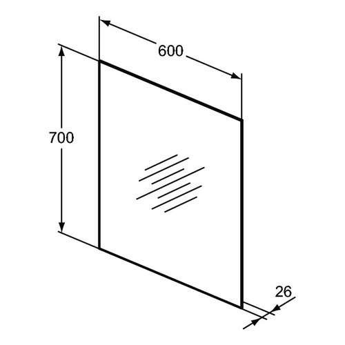 Immagine di Ideal Standard Specchio L.60 H.70 P.2.6 cm, con luce a LED perimetrale, finitura a specchio T3278BH