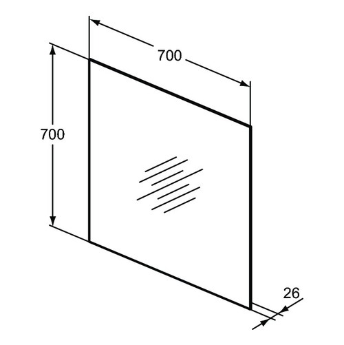 Immagine di Ideal Standard Specchio L.70 H.70 P.2.6 cm, con luce a LED perimetrale, finitura a specchio T3335BH