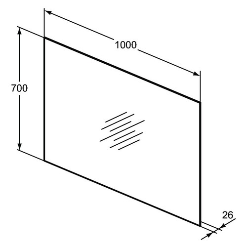 Immagine di Ideal Standard Specchio L.100 H.70 P.2.6 cm, con luce a LED perimetrale, finitura a specchio T3337BH
