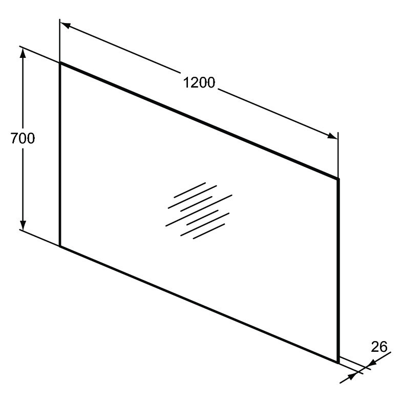 Ideal Standard T3338BH Specchio L.120 H.70 P.2.6 cm, con luce a LED  perimetrale, finitura a specchio