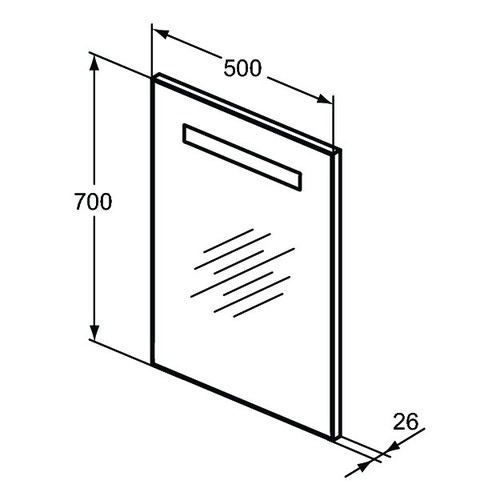 Immagine di Ideal Standard Specchio L.50 H.70 P.2.6 cm, con luce a LED superiore integrata, finitura a specchio T3339BH