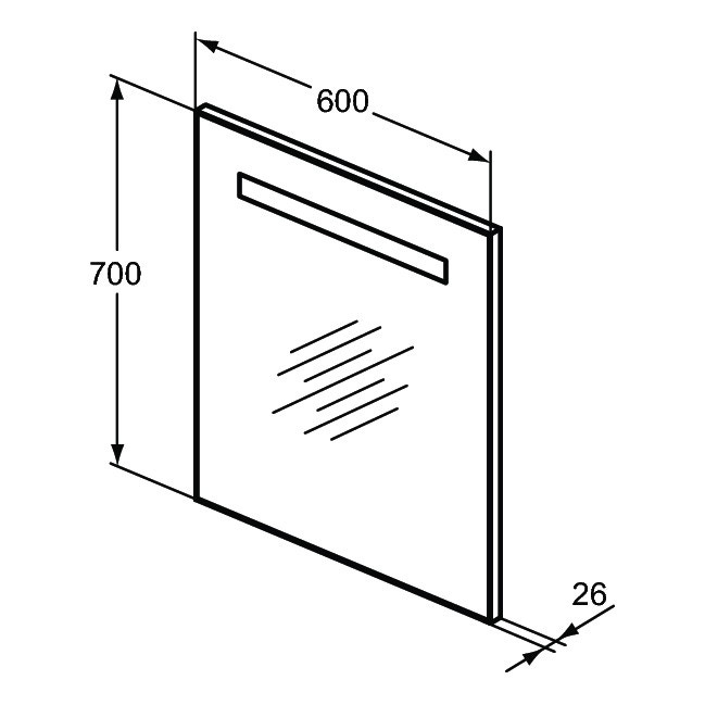 Immagine di Ideal Standard Specchio L.60 H.70 P.2.6 cm, con luce a LED superiore integrata, finitura a specchio T3340BH