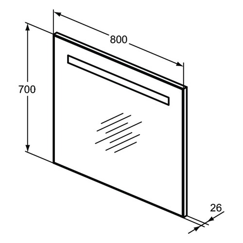 Immagine di Ideal Standard Specchio L.80 H.70 P.2.6 cm, con luce a LED superiore integrata, finitura a specchio T3342BH