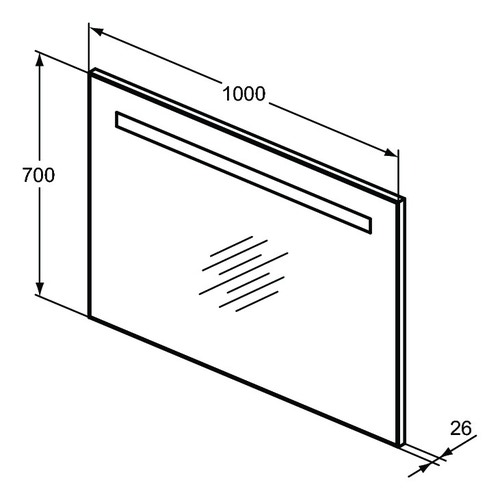 Immagine di Ideal Standard Specchio L.100 H.70 P.2.6 cm, con luce a LED superiore integrata, finitura a specchio T3343BH
