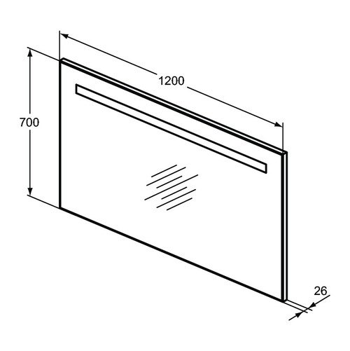 Immagine di Ideal Standard Specchio L.120 H.70 P.2.6 cm, con luce a LED superiore integrata, finitura a specchio T3344BH