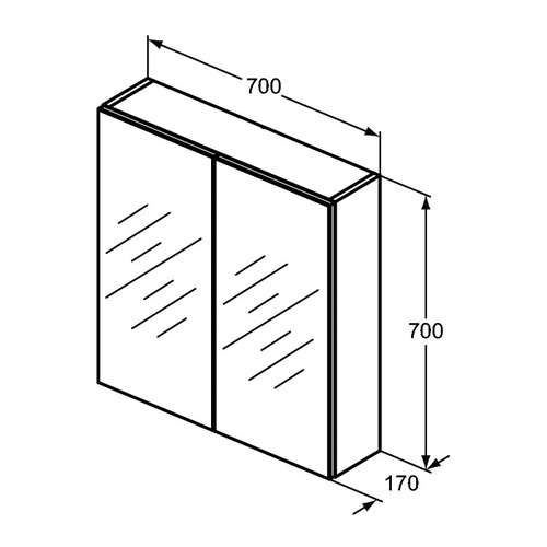 Immagine di Ideal Standard Specchio contenitore L.70 H.70 P.17 cm, finitura alluminio T3590AL