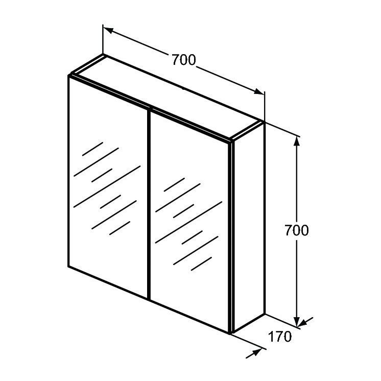 Immagine di Ideal Standard Specchio contenitore L.70 H.70 P.17 cm, finitura alluminio T3590AL