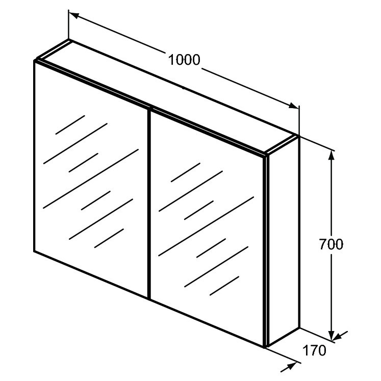 Immagine di Ideal Standard Specchio contenitore L.100 H.70 P.17 cm, finitura alluminio T3592AL
