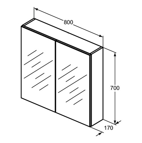 Immagine di Ideal Standard Specchio contenitore L.80 H.70 P.17 cm, finitura alluminio T3591AL