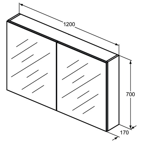 Immagine di Ideal Standard Specchio contenitore L.120 H.70 P.17 cm, finitura alluminio T3593AL