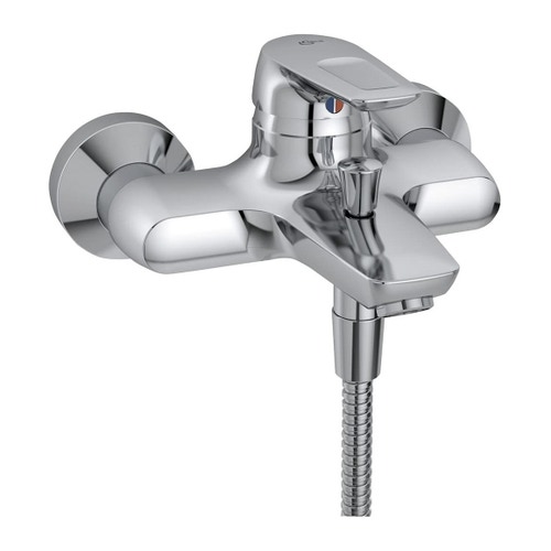 Immagine di Ideal Standard CERAMIX BLUE miscelatore monocomando esterno per vasca/doccia, con accessori, deviatore automatico, finitura cromo B9491AA
