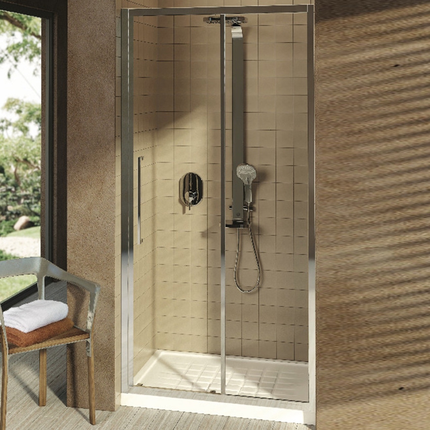 Immagine di Ideal Standard KUBO PSC Porta doccia con apertura scorrevole laterale, in vetro trasparente e profili finitura brill lucido T7329EO