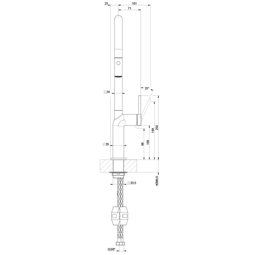 Immagine di Gessi STELO miscelatore monocomando girevole, con doccetta doppio getto, per lavello, finitura cromo 60303#031