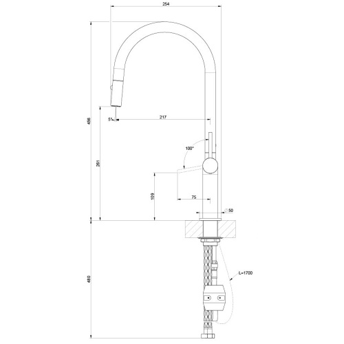 Immagine di Gessi STELO miscelatore monocomando girevole, con doccetta doppio getto, per lavello, finitura cromo 60303#031