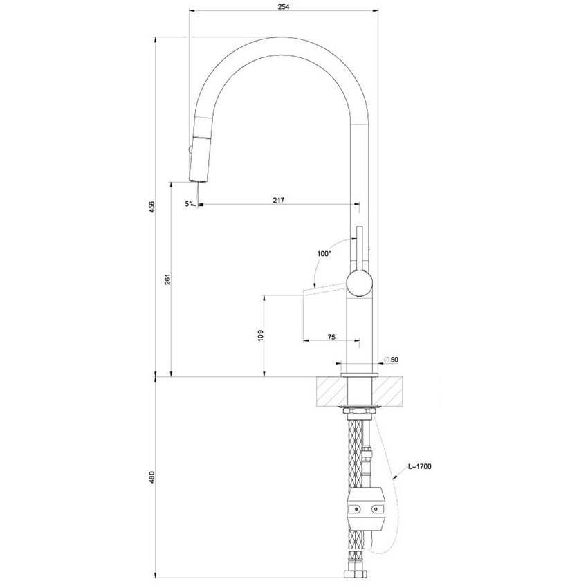 Immagine di Gessi STELO miscelatore monocomando girevole, con doccetta doppio getto, per lavello, finitura cromo 60303#031