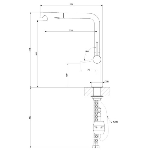 Immagine di Gessi STELO miscelatore monocomando girevole, con doccetta doppio getto, per lavello, finitura cromo 60311#031
