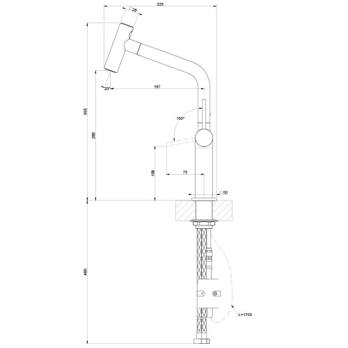 Immagine di Gessi STELO miscelatore monocomando girevole, con doccetta doppio getto, per lavello, finitura cromo 60313#031