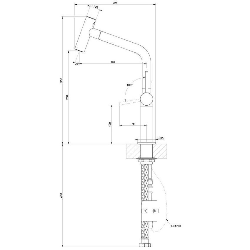 Immagine di Gessi STELO miscelatore monocomando girevole, con doccetta doppio getto, per lavello, finitura cromo 60313#031