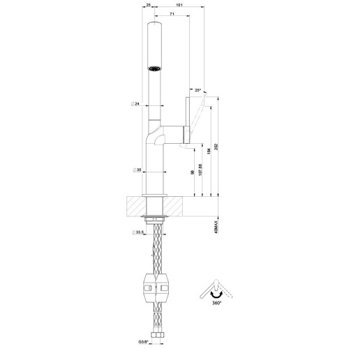 Immagine di Gessi STELO miscelatore monocomando girevole, con doccetta doppio getto, per lavello, finitura cromo 60313#031