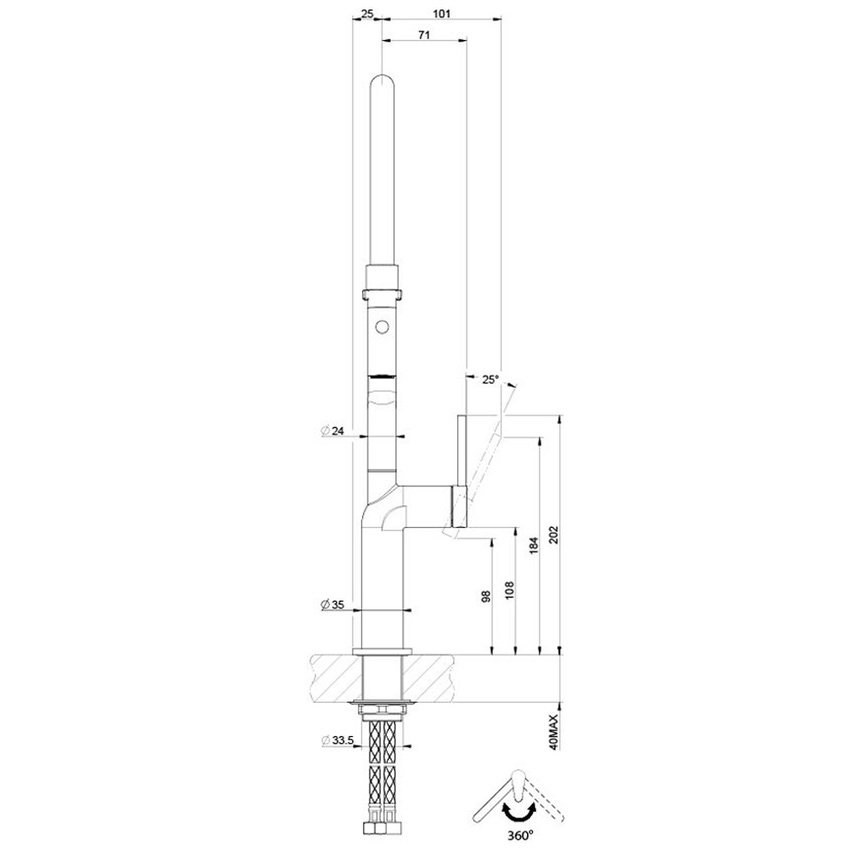 Immagine di Gessi STELO semi-pro miscelatore monocomando girevole, con doccetta doppio getto, con supporto doccetta Gessi-Easylock, per lavello, finitura cromo 60315#031