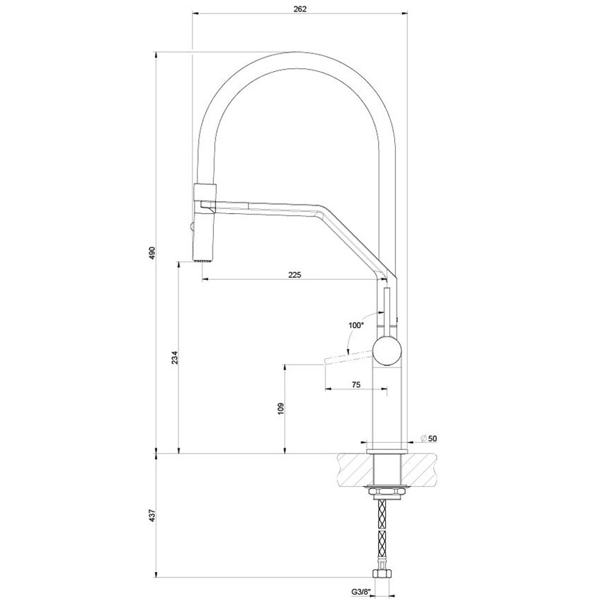 Immagine di Gessi STELO semi-pro miscelatore monocomando girevole, con doccetta doppio getto, con supporto doccetta Gessi-Easylock, per lavello, finitura cromo 60315#031