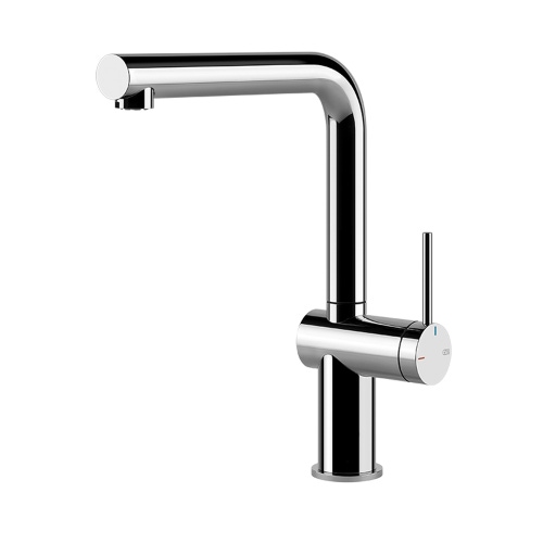 Immagine di Gessi INEDITO miscelatore monocomando girevole, doccetta monogetto, per lavello, ghiera con trama liscia, finitura cromo 60431#031