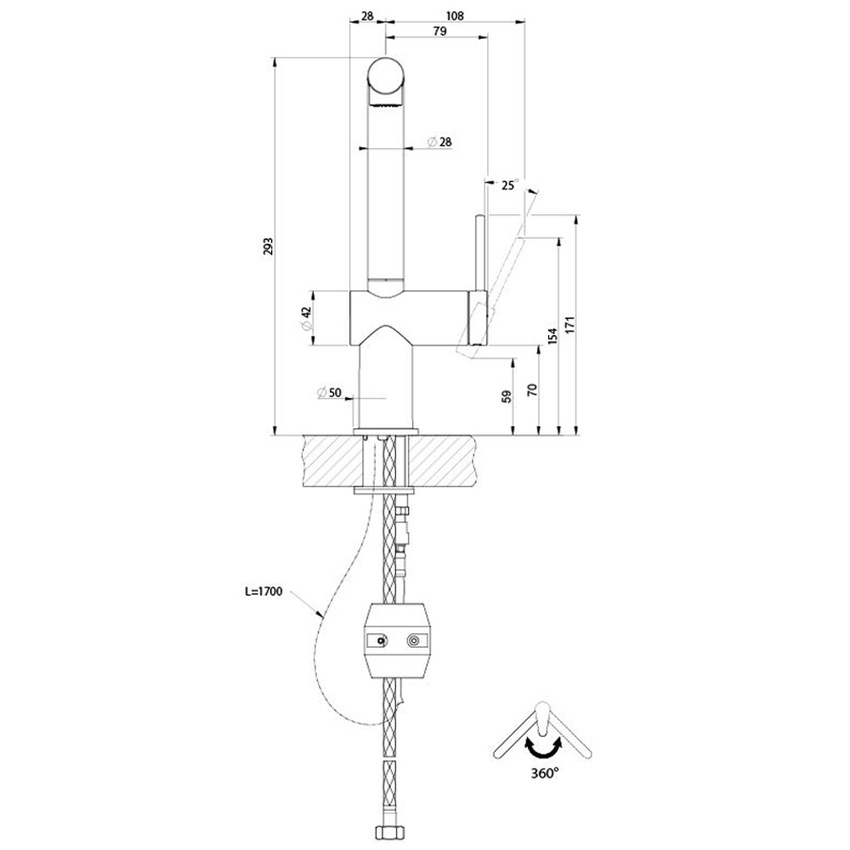 Immagine di Gessi INEDITO miscelatore monocomando girevole, con doccetta doppio getto estraibile, per lavello, ghiera con trama liscia, finitura cromo 60435#031