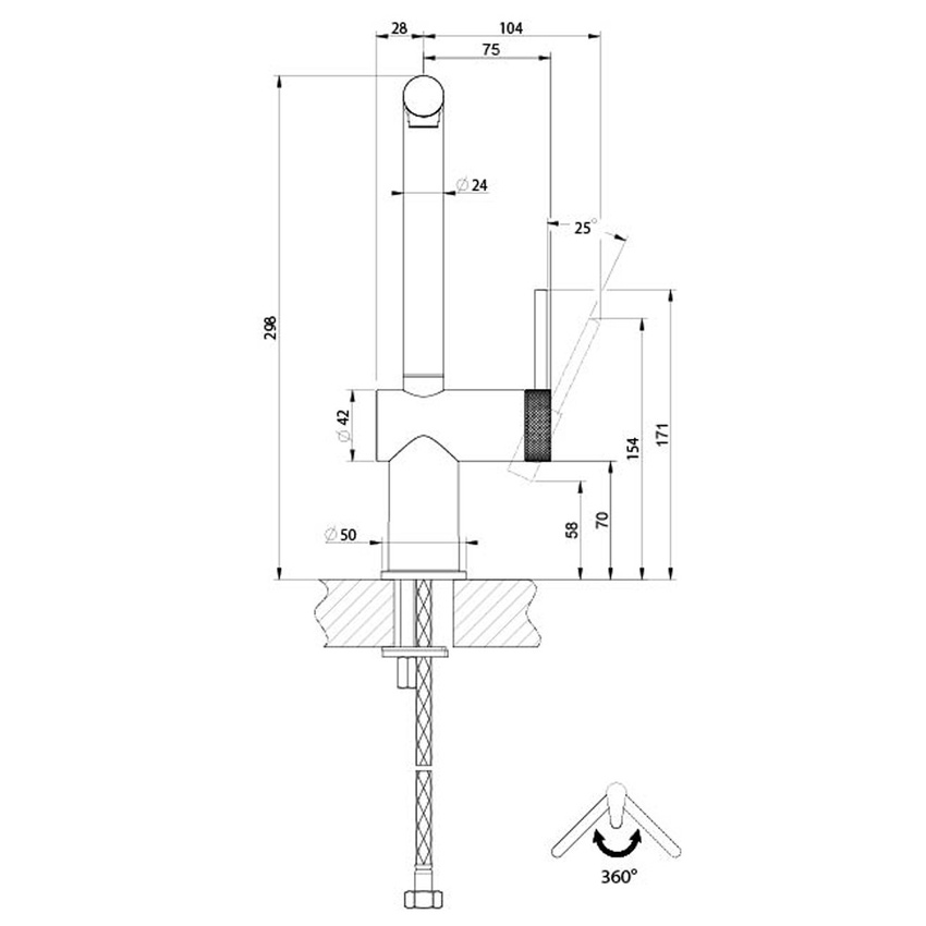 Immagine di Gessi INEDITO miscelatore monocomando girevole, doccetta monogetto, per lavello, ghiera con trama a intreccio, finitura cromo 60471#031