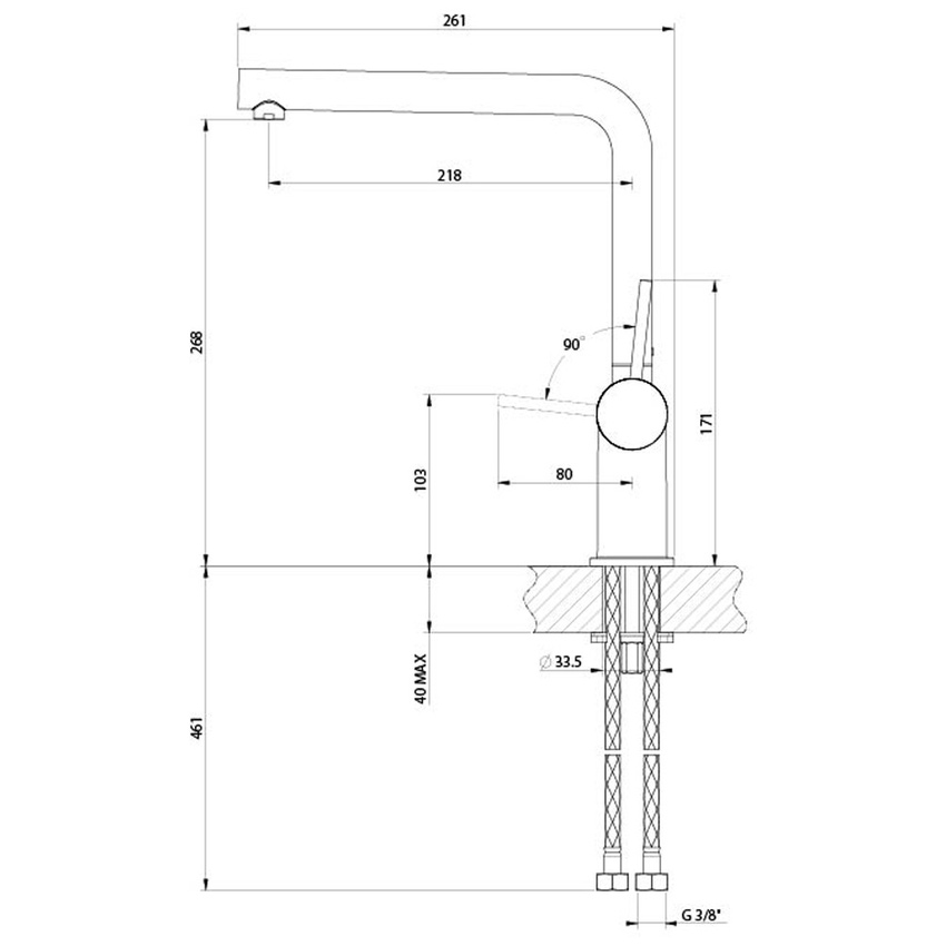 Immagine di Gessi INEDITO miscelatore monocomando girevole, doccetta monogetto, per lavello, ghiera con trama a intreccio, finitura cromo 60471#031