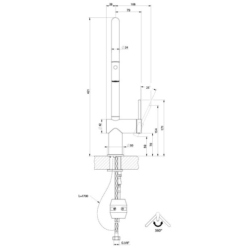 Immagine di Gessi INEDITO miscelatore monocomando girevole, con doccetta doppio getto, per lavello, finitura cromo 60413#031
