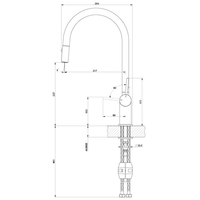 Immagine di Gessi INEDITO miscelatore monocomando girevole, con doccetta doppio getto, per lavello, finitura cromo 60413#031
