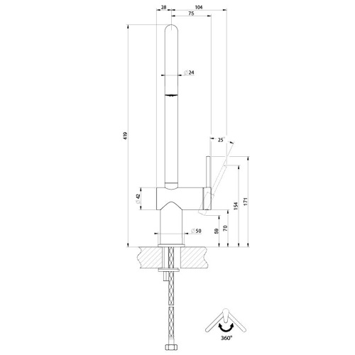 Immagine di Gessi INEDITO miscelatore monocomando girevole, per lavello, finitura cromo 60411#031