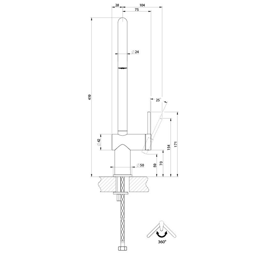 Immagine di Gessi INEDITO miscelatore monocomando girevole, per lavello, finitura cromo 60411#031