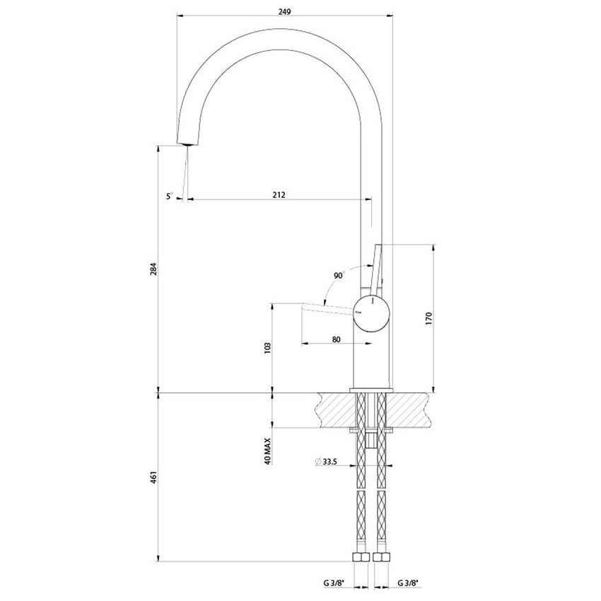 Immagine di Gessi INEDITO miscelatore monocomando girevole, per lavello, finitura cromo 60411#031