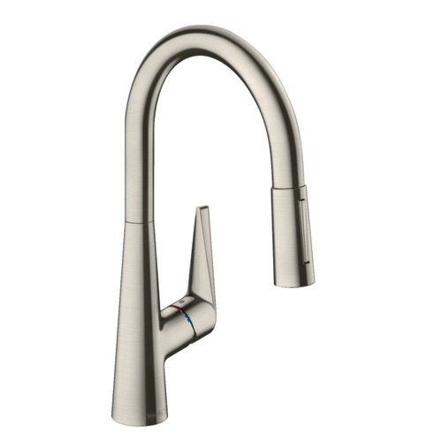 Immagine di Hansgrohe M51 miscelatore cucina monocomando H.40 cm, con doccetta estraibile, finitura acciaio inox 73851800