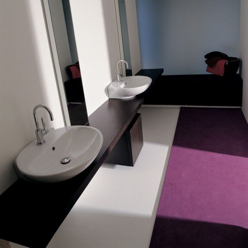 Immagine di Flaminia NUDA 60 lavabo 60 cm sospeso o appoggio monoforo con troppopieno, colore bianco finitura lucido 5083