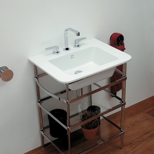 Immagine di Flaminia VOLO 52 lavabo 52 cm da appoggio o sospeso, con troppopieno, colore bianco finitura lucido VL52L