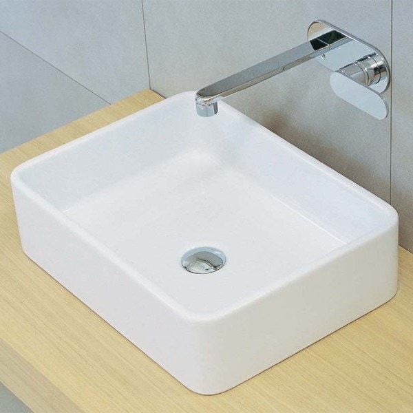 Immagine di Flaminia MINIWASH 48 lavabo 48 cm da appoggio o sospeso con staffa, senza troppopieno, colore bianco finitura lucido MWL48