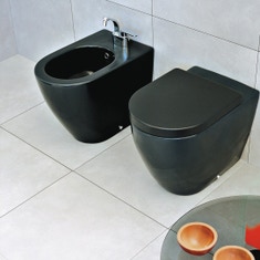 Immagine di Flaminia LINK bidet back to wall monoforo, con troppopieno, colore nero finitura lucido LK217NER