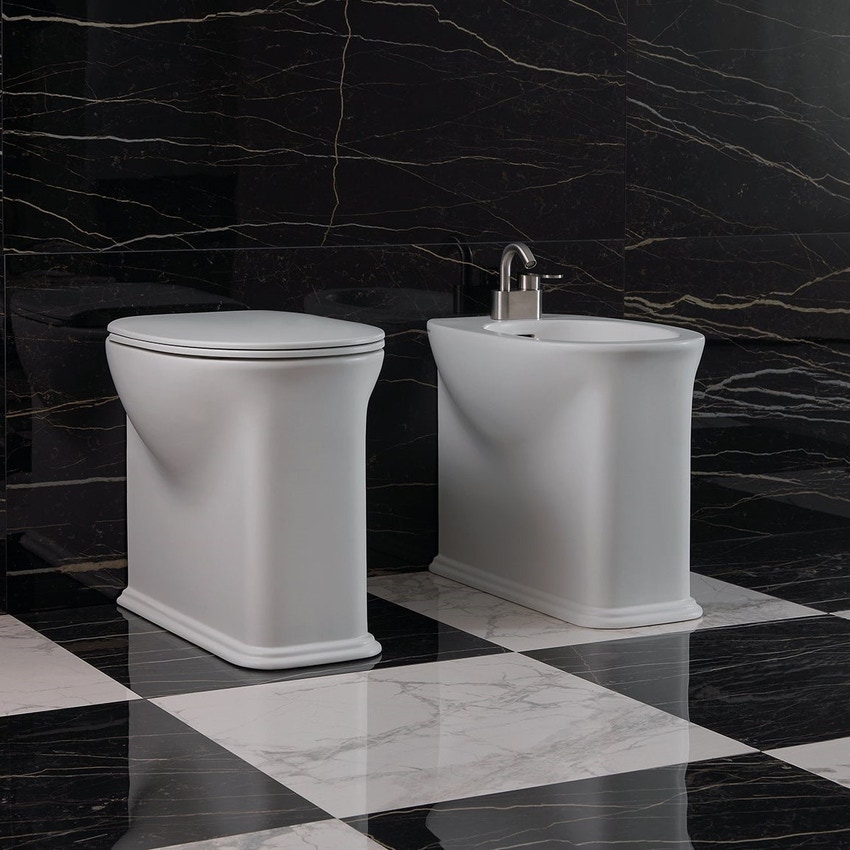 Immagine di Flaminia MADRE bidet back to wall monoforo, con troppopieno, colore bianco latte finitura opaco MA217LAT